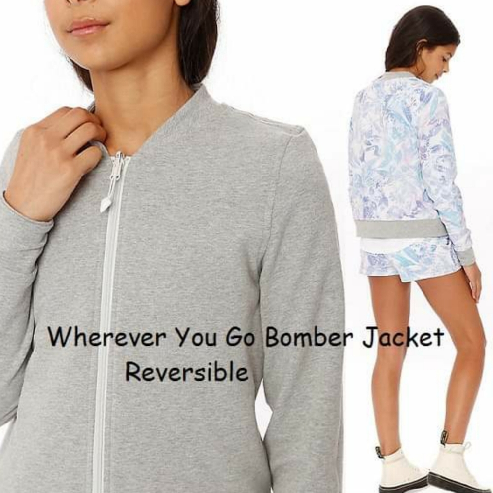 Ivivva Gray and Pastel Reversible Bomber Jacket